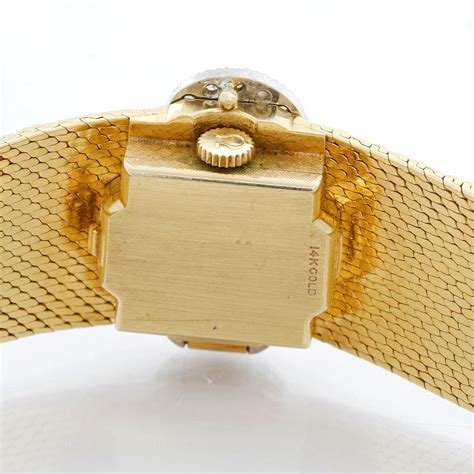 ladies 14k yellow gold manual omega watch vintage|vintage omega ladies diamond watches.